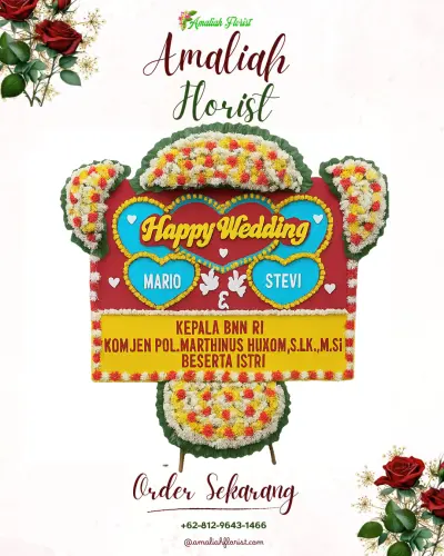 Karangan Papan Bunga Pernikahan di Warkar